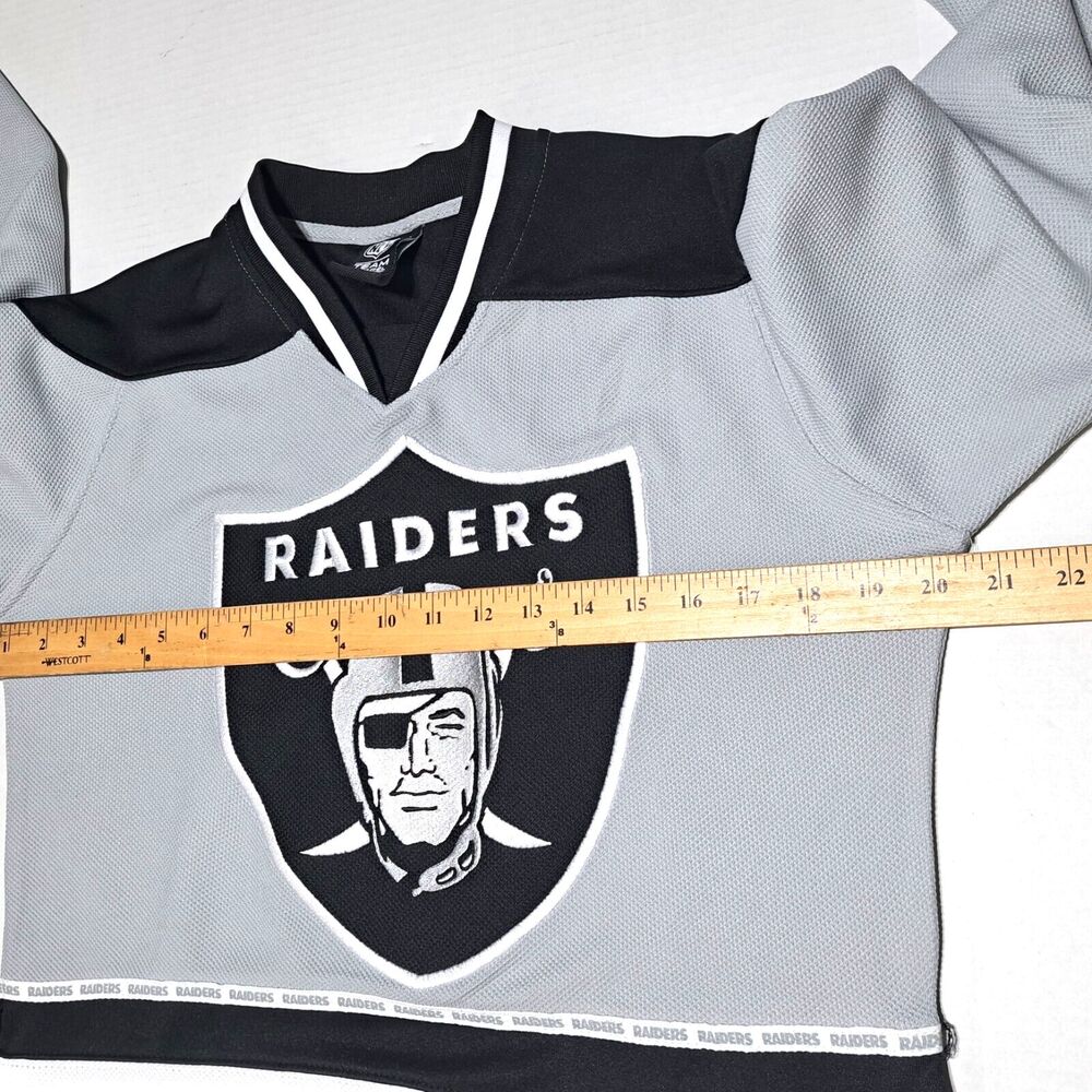 NWT NFL Team Apparel Boys Size XL 18-20 Black Raiders Jersey Shirt Long Sleeve - Picture 10 of 12
